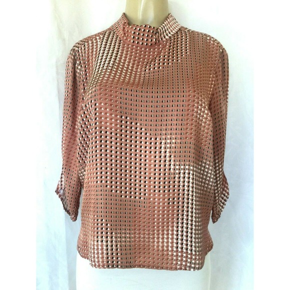 Karen Simonsen Top Blouse Printed Silky Geometric - Picture 3 of 8